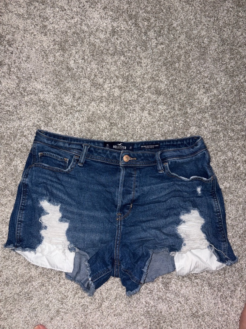 Hollister Blue High-Rise Boyfriend Denim Shorts